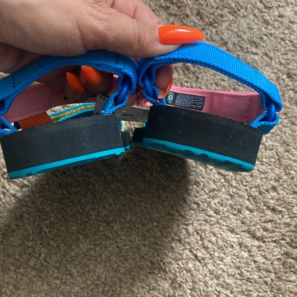 Teva | Kids Multi-Colored Pink Sport Sandals Adjustable Velcro Straps - Picture 5 of 8
